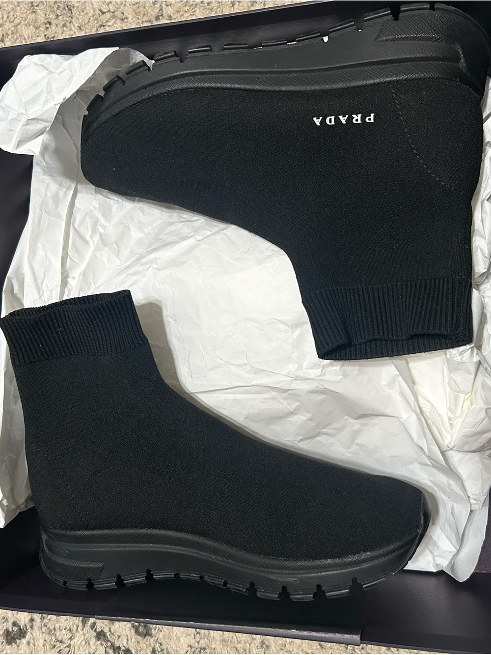 Prada Black Knit Sock Sneakers